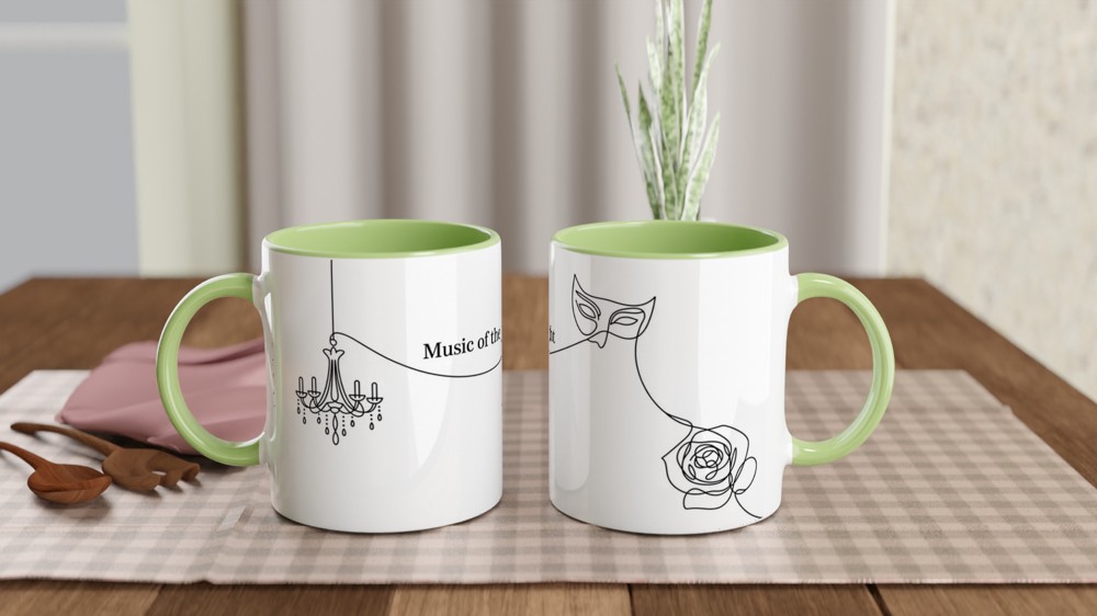 Music of the Night Mug | Phantom of the Opera Gift | Musical Theatre Present | Chandelier and Mask Ceramic Cup | Theatre Lover Gift — view 5