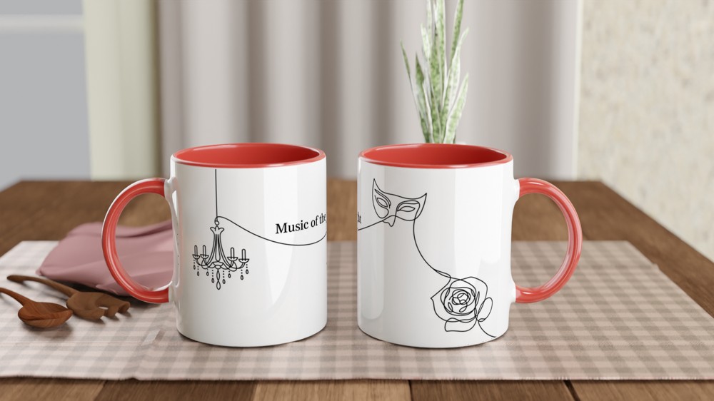 Music of the Night Mug | Phantom of the Opera Gift | Musical Theatre Present | Chandelier and Mask Ceramic Cup | Theatre Lover Gift — view 7