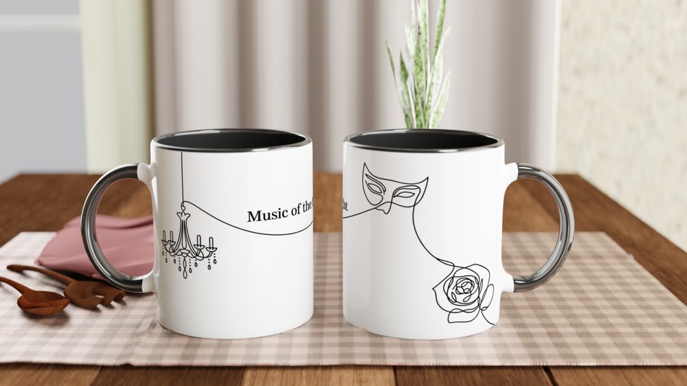 Music of the Night Mug | Phantom of the Opera Gift | Musical Theatre Present | Chandelier and Mask Ceramic Cup | Theatre Lover Gift — view 9