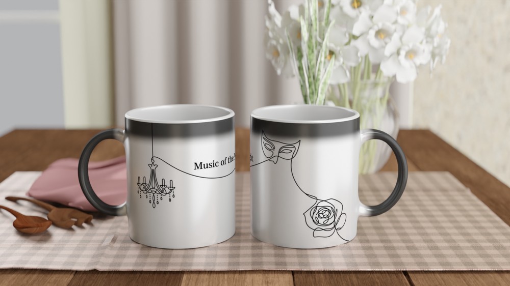 Music of the Night Mug | Phantom of the Opera Gift | Musical Theatre Present | Chandelier and Mask Ceramic Cup | Theatre Lover Gift — view 3