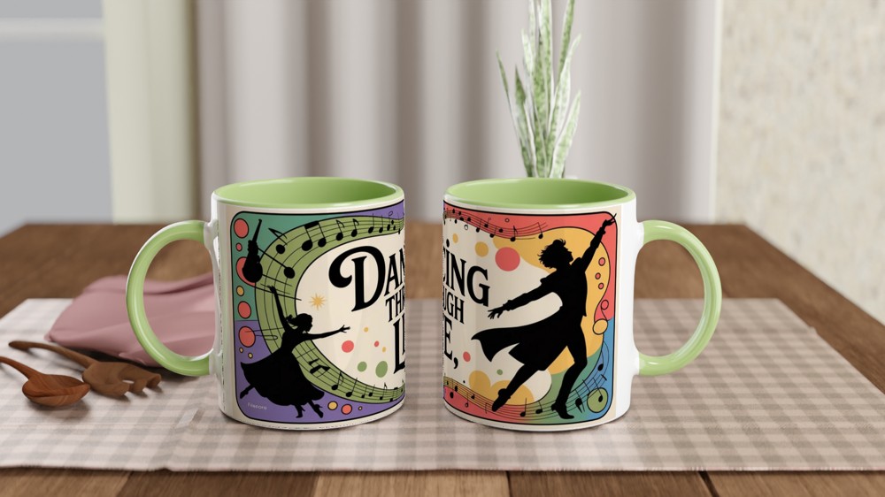 Wicked Dancing Through Life Mug | Musical Theatre Gift | Fiyero Quote Present | Green Musical Fan Gift — view 5