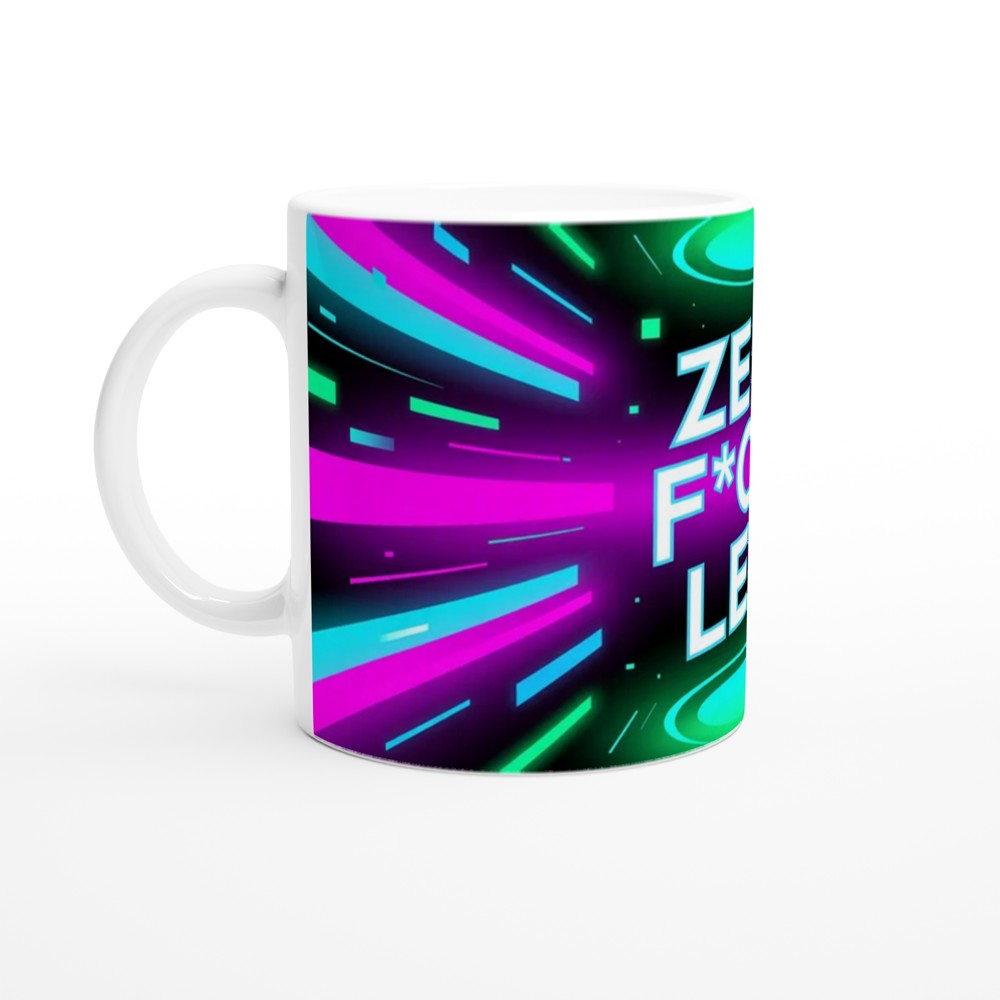 Zero Fucks Left Mug | Cyberpunk Neon Glitch Gift | Funny Rude Coffee Cup — view 10