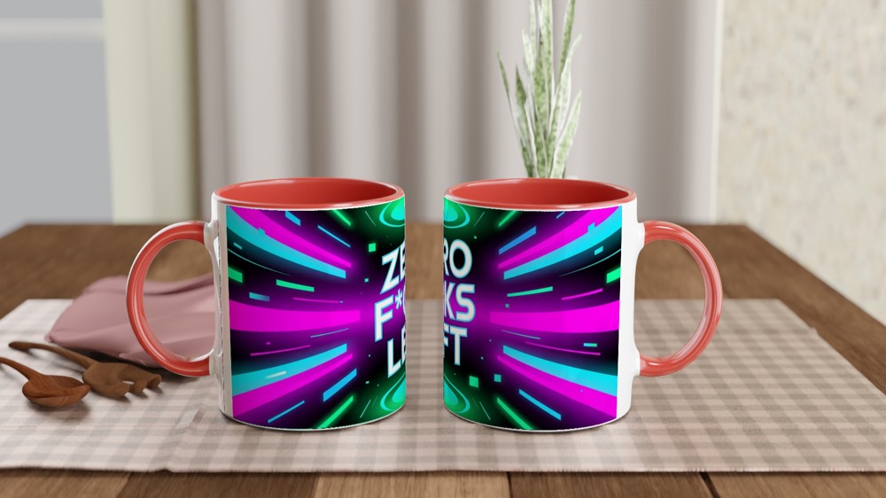 Zero Fucks Left Mug | Cyberpunk Neon Glitch Gift | Funny Rude Coffee Cup — view 7