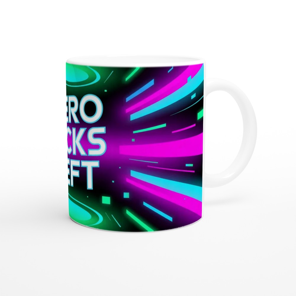 Zero Fucks Left Mug | Cyberpunk Neon Glitch Gift | Funny Rude Coffee Cup — view 12