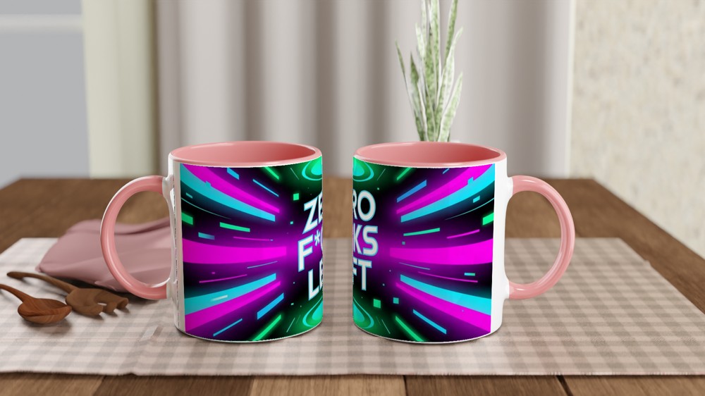 Zero Fucks Left Mug | Cyberpunk Neon Glitch Gift | Funny Rude Coffee Cup — view 6