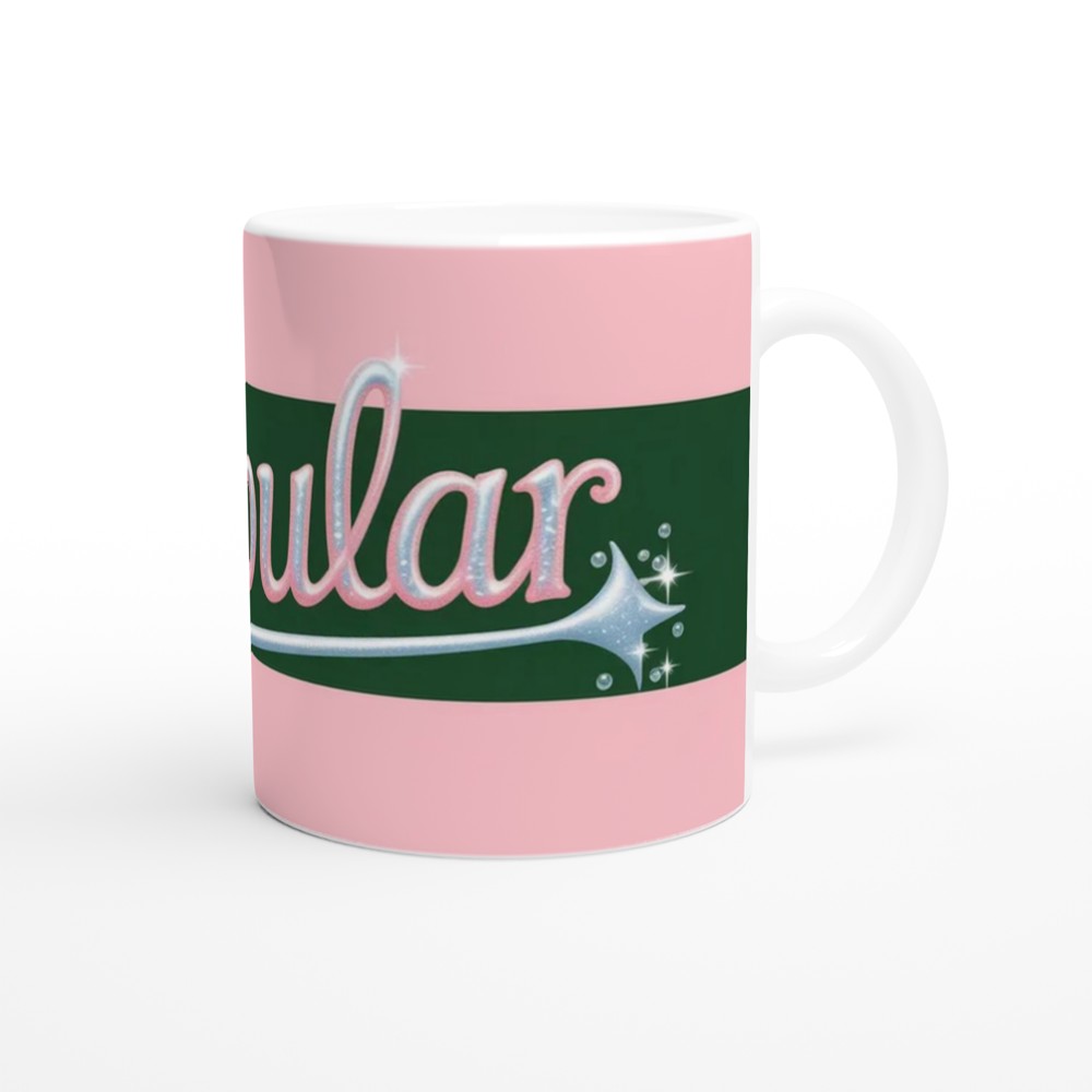 Wicked Musical Mug | Popular Song Quote Gift | Theatre Lover Present | Pink and Green Glinda Mug — view 12