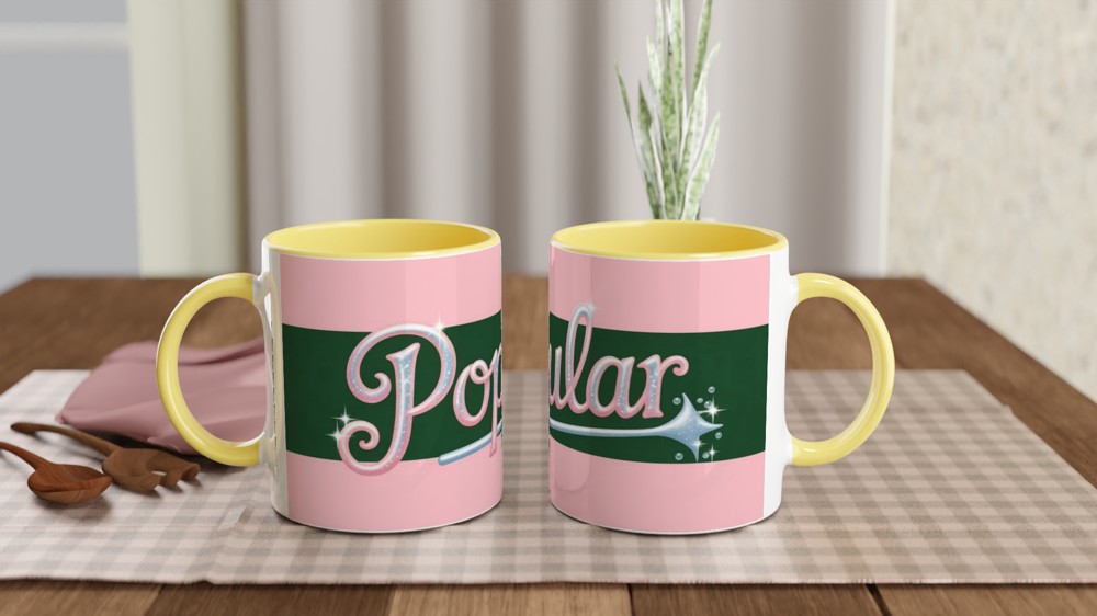 Wicked Musical Mug | Popular Song Quote Gift | Theatre Lover Present | Pink and Green Glinda Mug — view 8