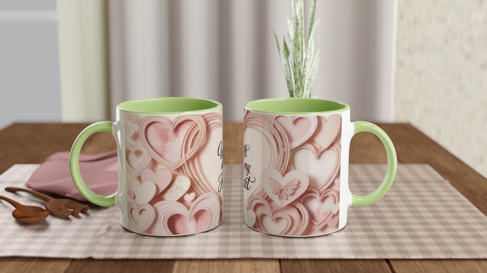 With All My Heart Pink Hearts Paper Craft Style Mug — view 5