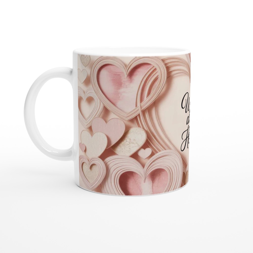 With All My Heart Pink Hearts Paper Craft Style Mug — view 10