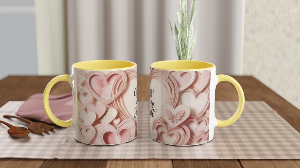 With All My Heart Pink Hearts Paper Craft Style Mug — view 8