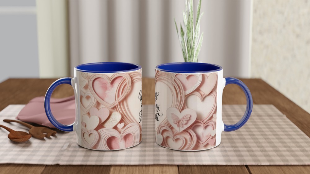 With All My Heart Pink Hearts Paper Craft Style Mug — view 4