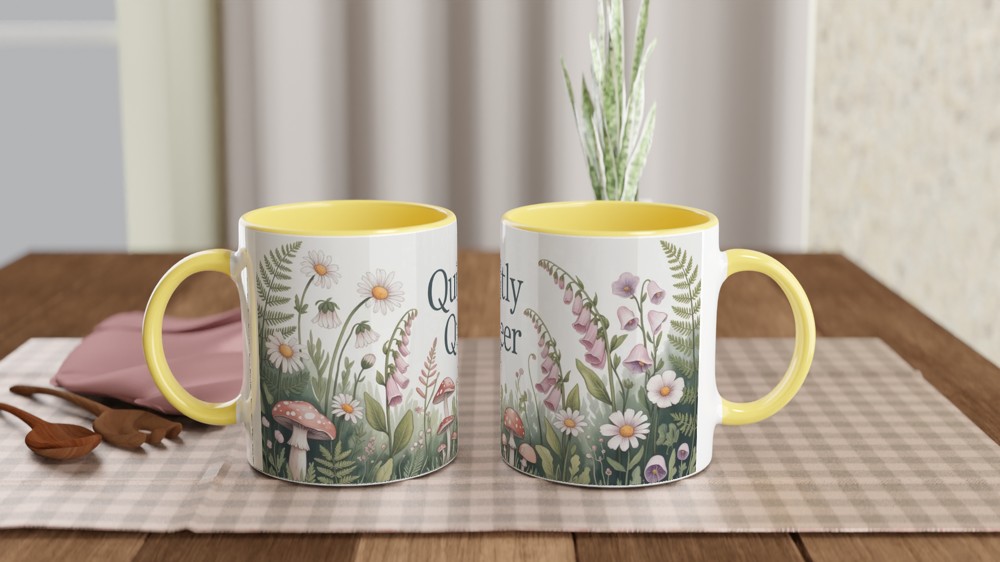 Quietly Queer Mug | Cottagecore Botanical Gift | LGBTQ Pride Wildflower Cup | Present for Best Friend — view 8