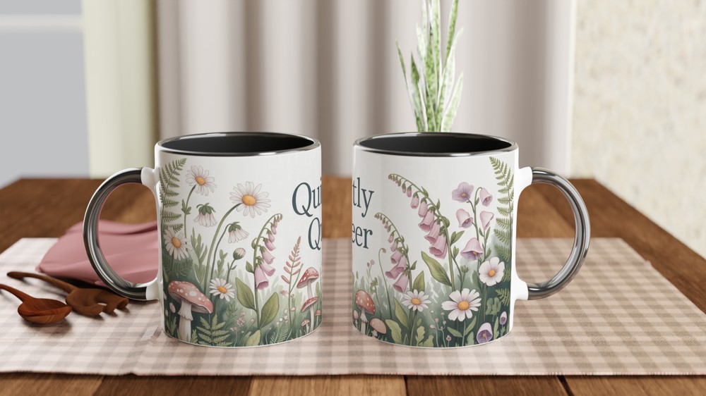 Quietly Queer Mug | Cottagecore Botanical Gift | LGBTQ Pride Wildflower Cup | Present for Best Friend — view 9