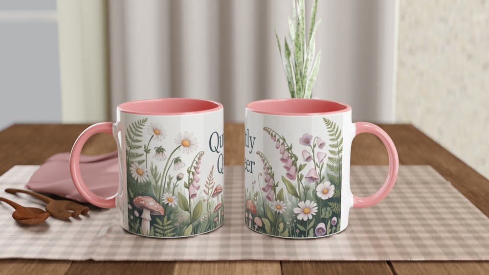 Quietly Queer Mug | Cottagecore Botanical Gift | LGBTQ Pride Wildflower Cup | Present for Best Friend — view 6