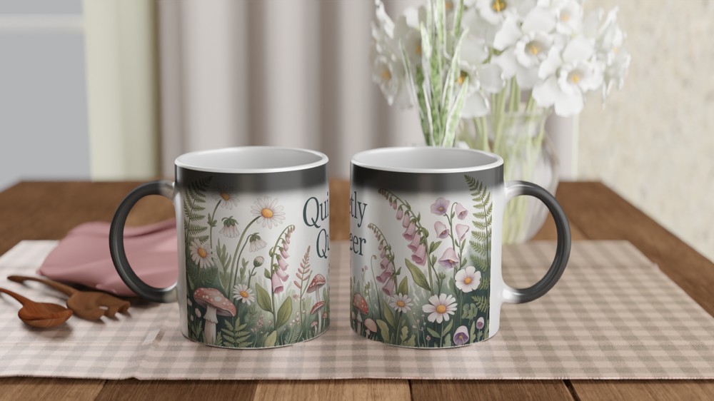 Quietly Queer Mug | Cottagecore Botanical Gift | LGBTQ Pride Wildflower Cup | Present for Best Friend — view 3