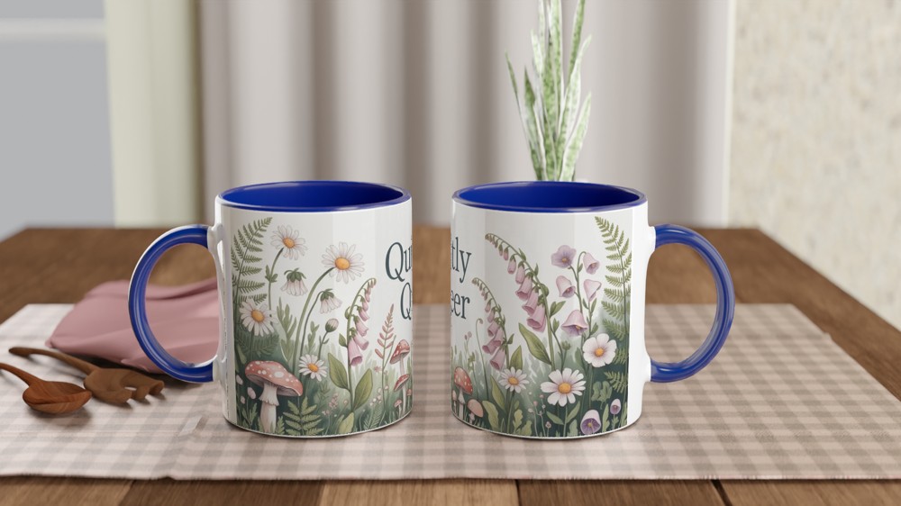 Quietly Queer Mug | Cottagecore Botanical Gift | LGBTQ Pride Wildflower Cup | Present for Best Friend — view 4