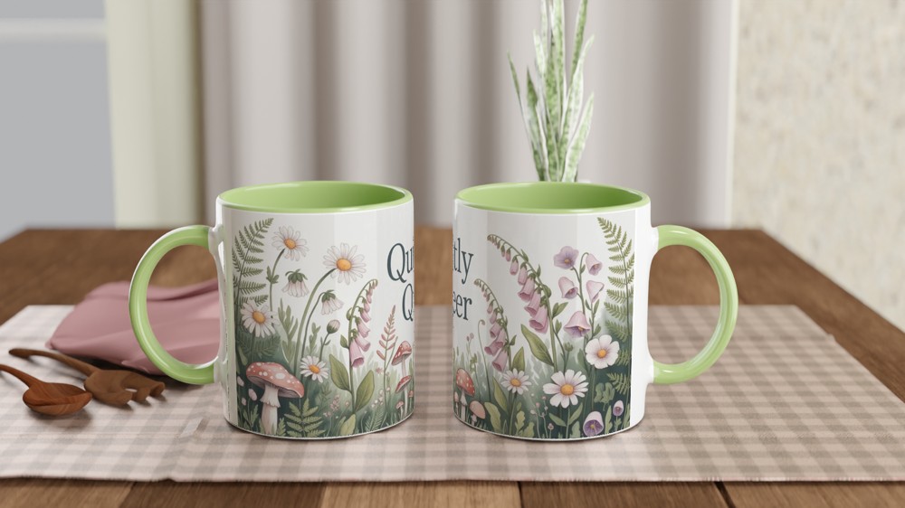 Quietly Queer Mug | Cottagecore Botanical Gift | LGBTQ Pride Wildflower Cup | Present for Best Friend — view 5