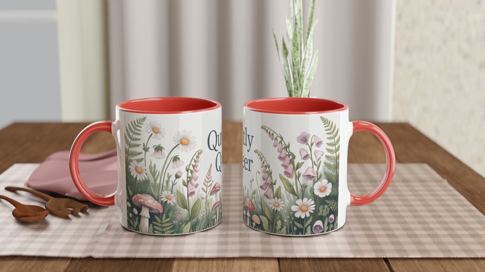 Quietly Queer Mug | Cottagecore Botanical Gift | LGBTQ Pride Wildflower Cup | Present for Best Friend — view 7