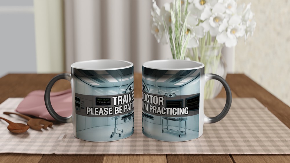 Trainee Doctor Please Be Patient I'm Practicing - Funny Medical Mug — view 3