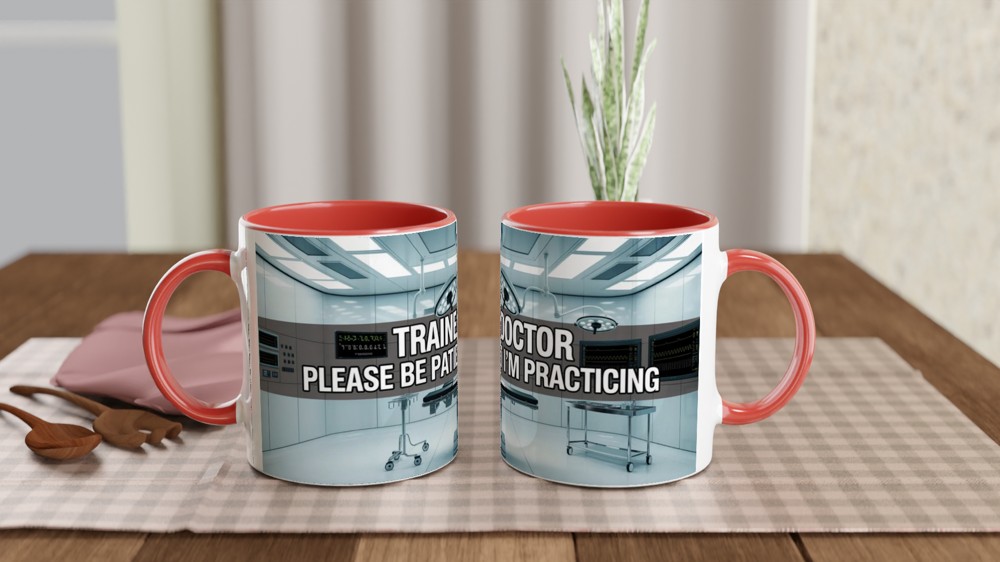 Trainee Doctor Please Be Patient I'm Practicing - Funny Medical Mug — view 7