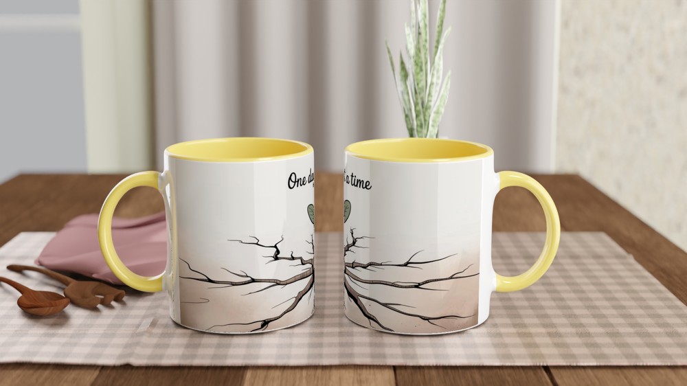 One Day at a Time Mug | Mental Health Gift | Positive Thinking Present | Resilience Sprout Ceramic Cup — view 8