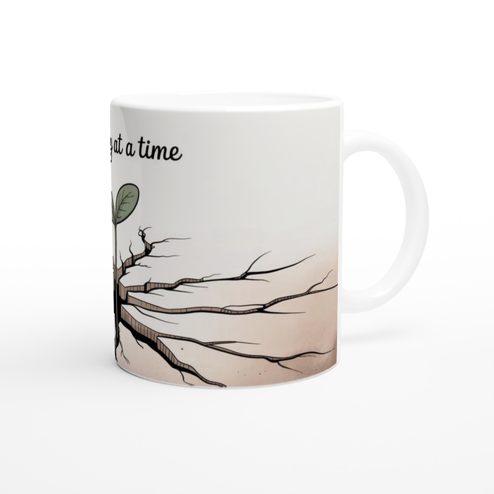 One Day at a Time Mug | Mental Health Gift | Positive Thinking Present | Resilience Sprout Ceramic Cup — view 12