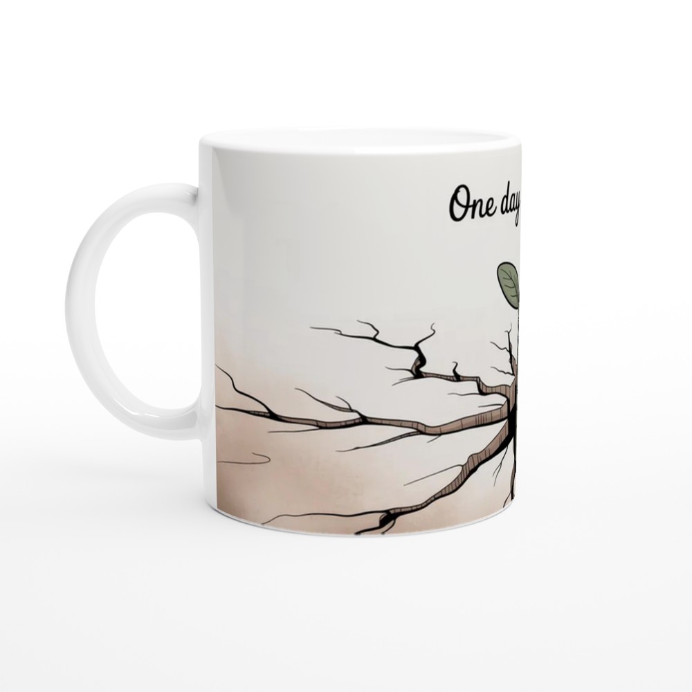 One Day at a Time Mug | Mental Health Gift | Positive Thinking Present | Resilience Sprout Ceramic Cup — view 10
