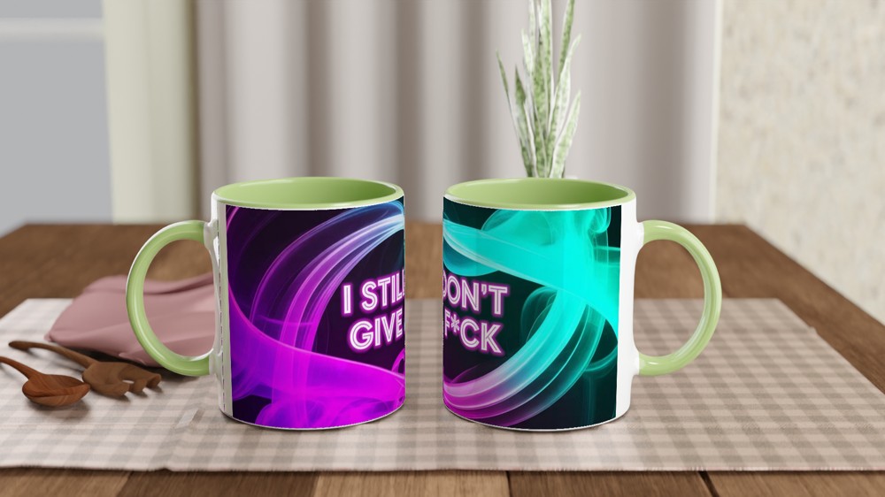 Funny Sarcastic Mug | 'I Still Don't Give A F*ck' Neon Quote | Best Friend Gift | Rude Humour Present — view 5