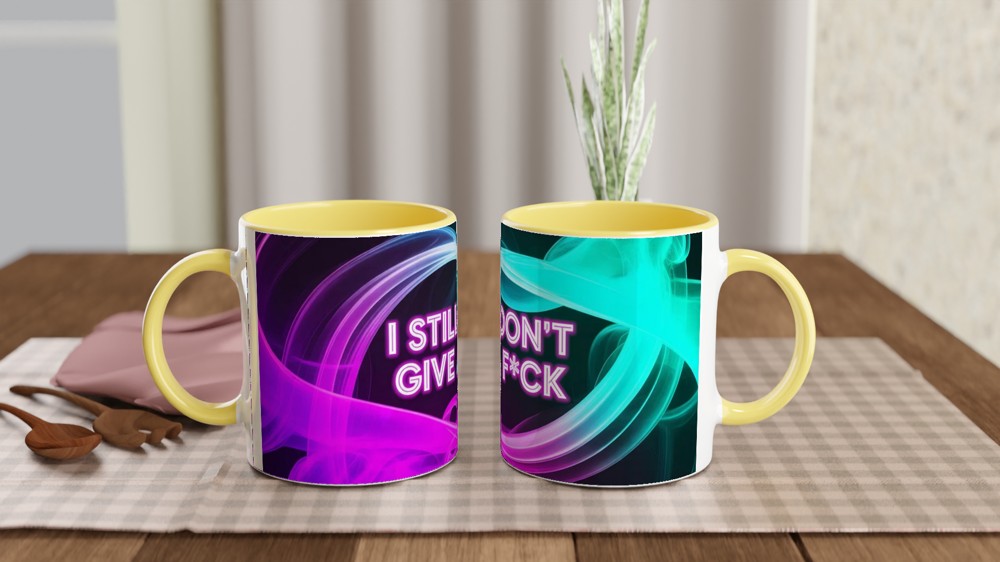 Funny Sarcastic Mug | 'I Still Don't Give A F*ck' Neon Quote | Best Friend Gift | Rude Humour Present — view 8