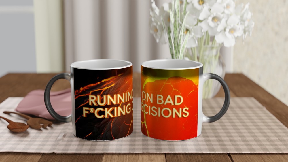 Bad Decisions Mug | Funny Rude Quote Gift | Molten Lava Coffee Mug for Best Friend | Birthday Present for Him or Her — view 3