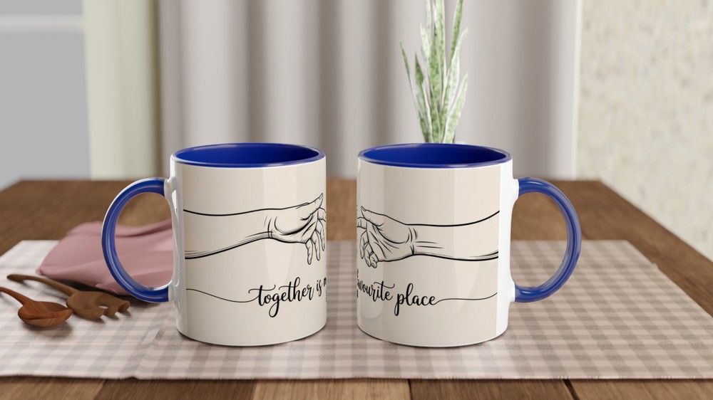 Together Is My Favourite Place Mug | Romantic Couple Gift | Minimalist Line Art Anniversary Present | Valentine Mug for Him or Her — view 4