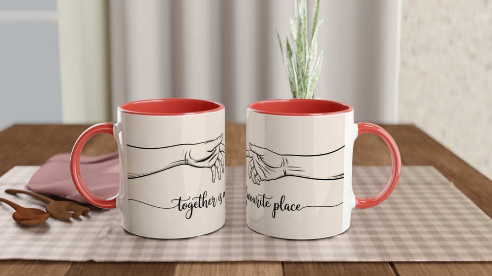 Together Is My Favourite Place Mug | Romantic Couple Gift | Minimalist Line Art Anniversary Present | Valentine Mug for Him or Her — view 7