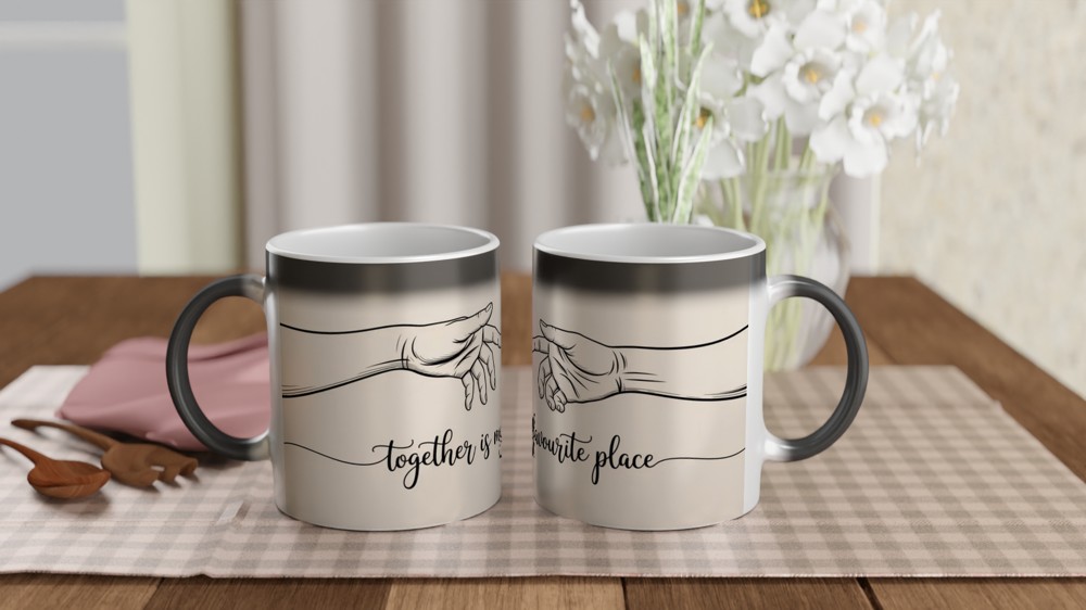 Together Is My Favourite Place Mug | Romantic Couple Gift | Minimalist Line Art Anniversary Present | Valentine Mug for Him or Her — view 3
