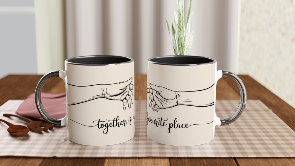 Together Is My Favourite Place Mug | Romantic Couple Gift | Minimalist Line Art Anniversary Present | Valentine Mug for Him or Her — view 9