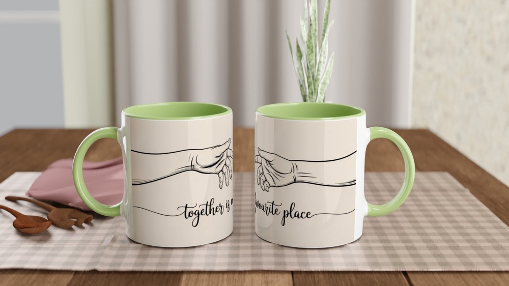 Together Is My Favourite Place Mug | Romantic Couple Gift | Minimalist Line Art Anniversary Present | Valentine Mug for Him or Her — view 5