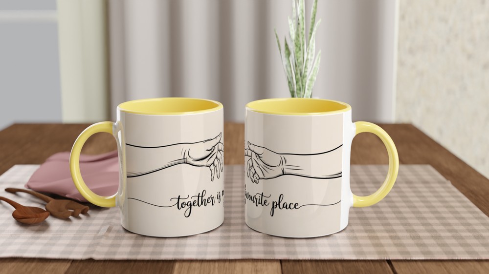 Together Is My Favourite Place Mug | Romantic Couple Gift | Minimalist Line Art Anniversary Present | Valentine Mug for Him or Her — view 8