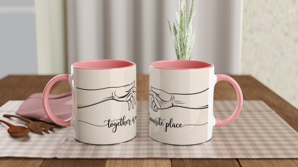 Together Is My Favourite Place Mug | Romantic Couple Gift | Minimalist Line Art Anniversary Present | Valentine Mug for Him or Her — view 6