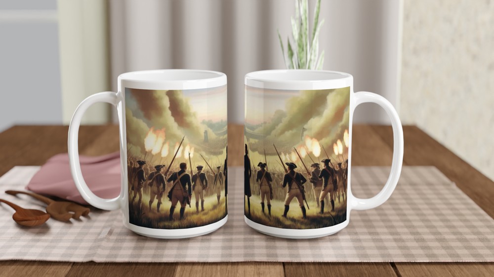 American Revolutionary War Battle Scene Panoramic Mug — view 2