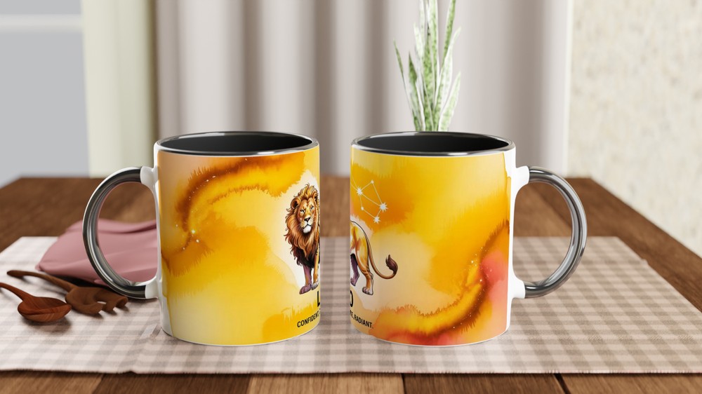 Leo Zodiac Mug | Golden Lion Constellation Gift | Astrology Birthday Present | Star Sign Mug for Her and Him — view 9