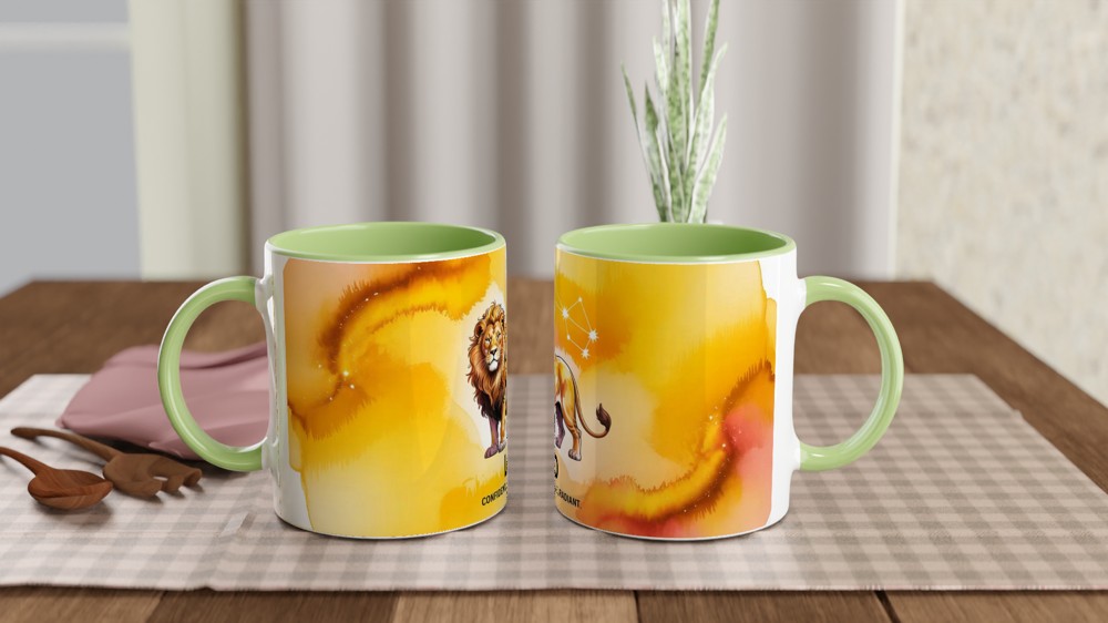 Leo Zodiac Mug | Golden Lion Constellation Gift | Astrology Birthday Present | Star Sign Mug for Her and Him — view 5