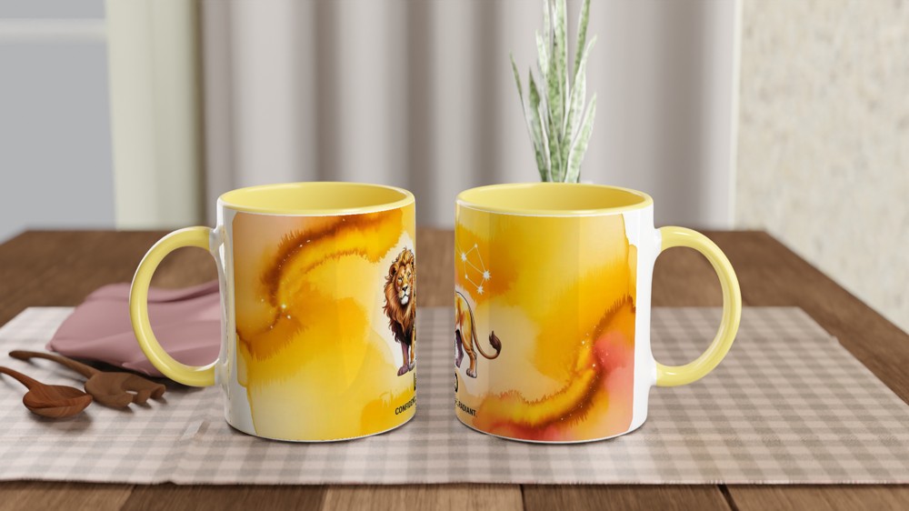 Leo Zodiac Mug | Golden Lion Constellation Gift | Astrology Birthday Present | Star Sign Mug for Her and Him — view 8