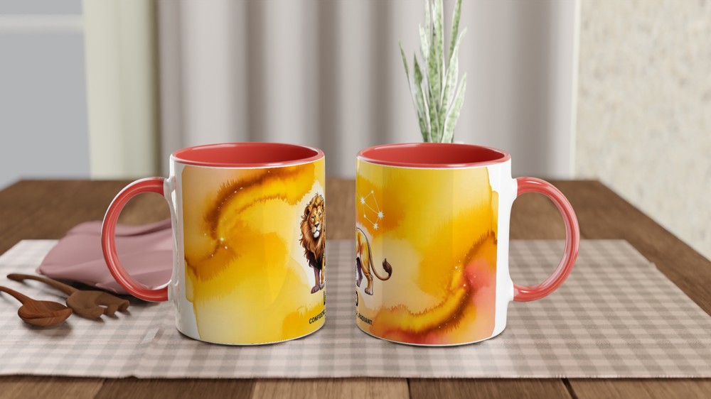 Leo Zodiac Mug | Golden Lion Constellation Gift | Astrology Birthday Present | Star Sign Mug for Her and Him — view 7
