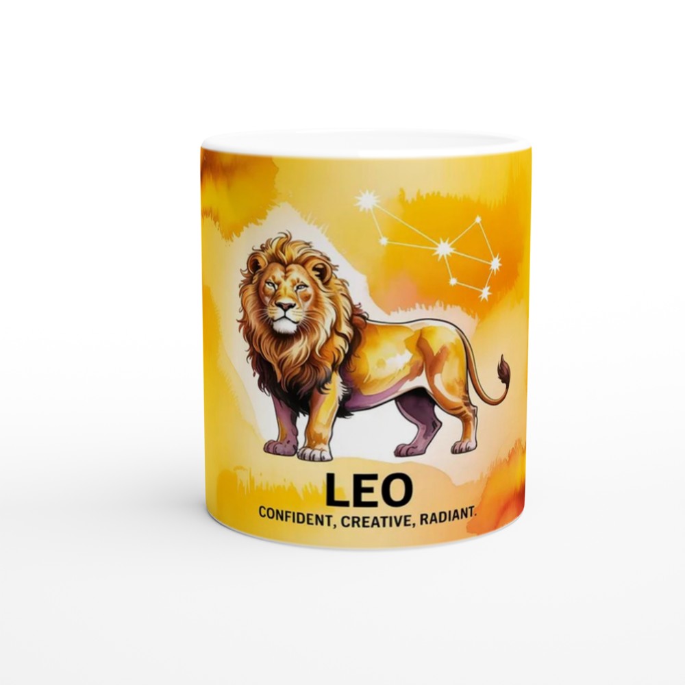 Leo Zodiac Mug | Golden Lion Constellation Gift | Astrology Birthday Present | Star Sign Mug for Her and Him — view 11