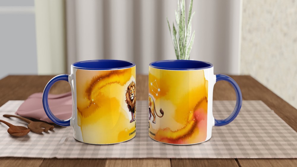 Leo Zodiac Mug | Golden Lion Constellation Gift | Astrology Birthday Present | Star Sign Mug for Her and Him — view 4