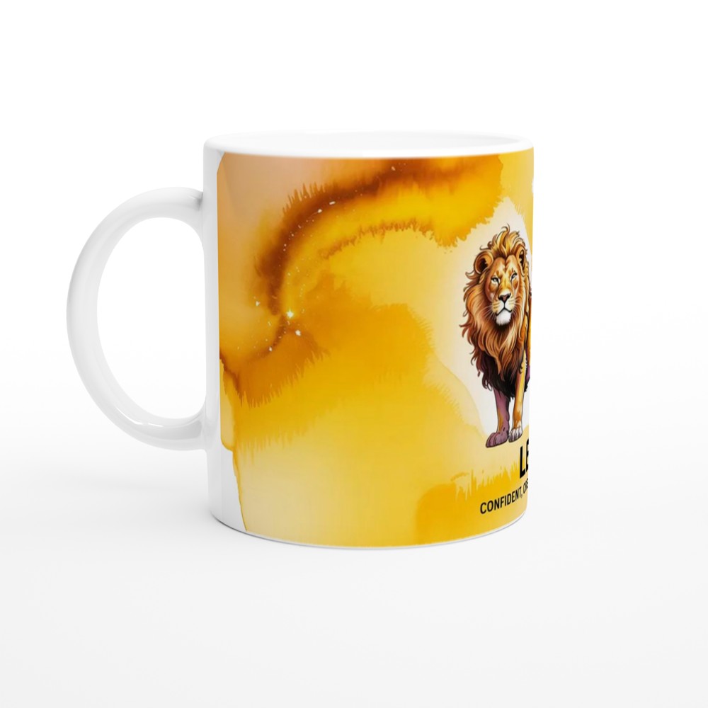 Leo Zodiac Mug | Golden Lion Constellation Gift | Astrology Birthday Present | Star Sign Mug for Her and Him — view 10