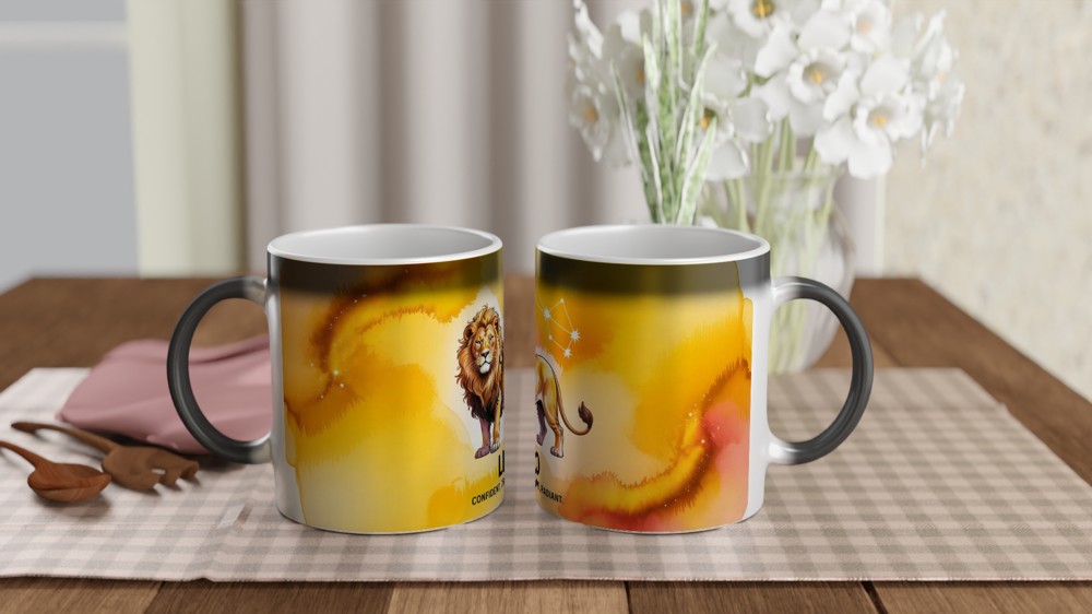 Leo Zodiac Mug | Golden Lion Constellation Gift | Astrology Birthday Present | Star Sign Mug for Her and Him — view 3