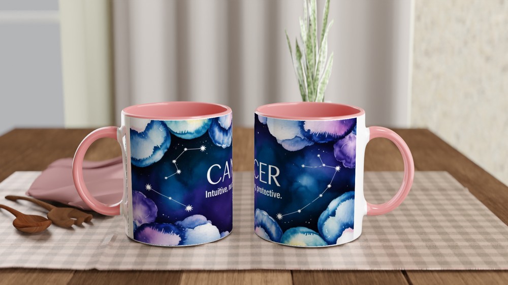 Cancer Zodiac Mug | Constellation Watercolour Astrology Gift | Birthday Present for Best Friend | Nurturing Intuitive Star Sign Cup — view 6