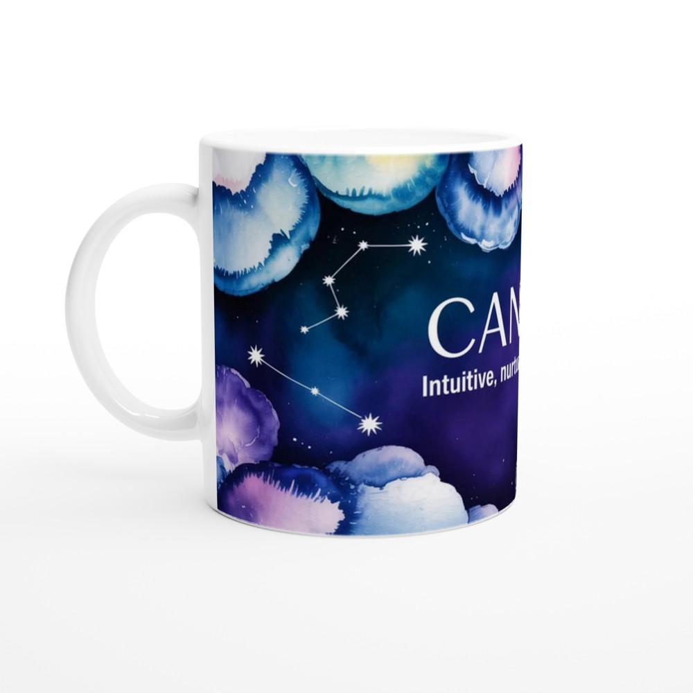 Cancer Zodiac Mug | Constellation Watercolour Astrology Gift | Birthday Present for Best Friend | Nurturing Intuitive Star Sign Cup — view 10