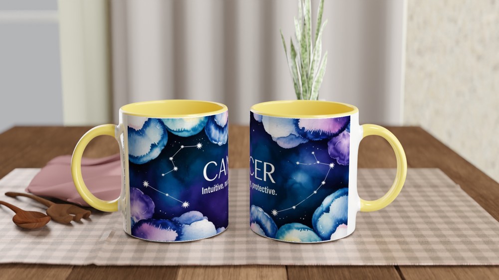 Cancer Zodiac Mug | Constellation Watercolour Astrology Gift | Birthday Present for Best Friend | Nurturing Intuitive Star Sign Cup — view 8