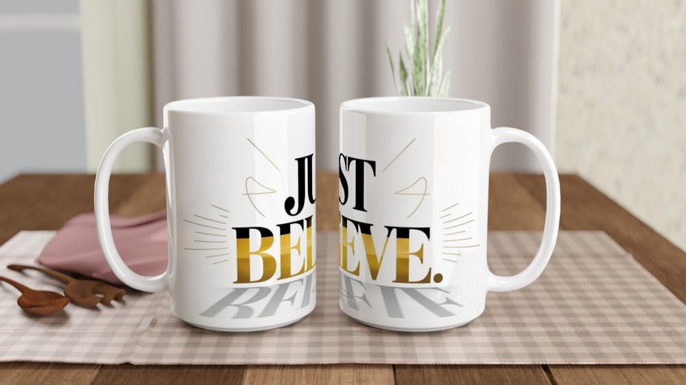 Just Believe Mug | Inspirational Typography Gift | Positivity Gift for Her | Minimalist Best Friend Present — view 2